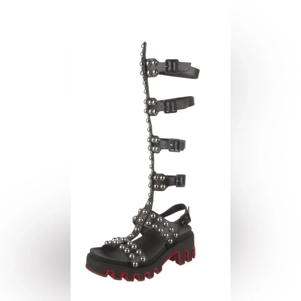 NIB Christian Louboutin Gladiadune Lug Sole Studded Gladiator Sandals Size 39.5 - Picture 4 of 10